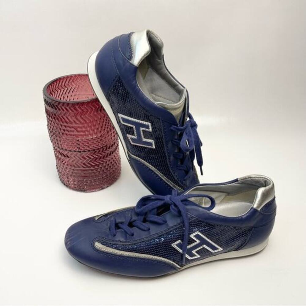 Hogan Olympia Sneakers Sequin Size 7.5 Navy